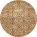 Round Machine Washable Abstract Yellow Rug, wshabs483