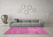 Machine Washable Abstract Pink Modern Rug in a Living Room, wshabs483pnk