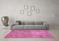 Machine Washable Abstract Pink Modern Rug, wshabs483pnk