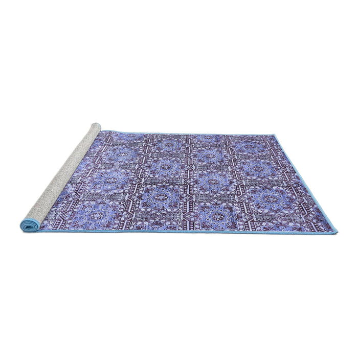 Sideview of Machine Washable Abstract Blue Modern Rug, wshabs483blu