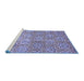 Sideview of Machine Washable Abstract Blue Modern Rug, wshabs483blu