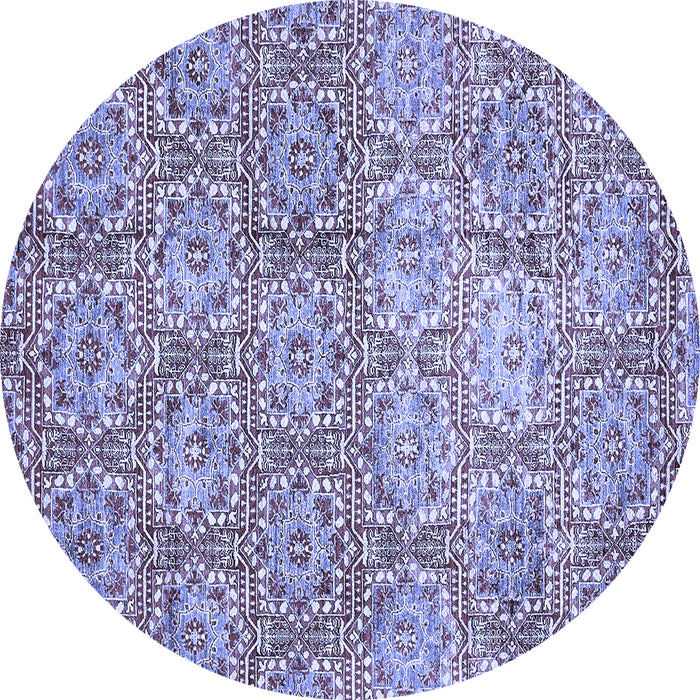 Round Abstract Blue Modern Rug, abs483blu