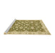 Sideview of Machine Washable Abstract Mustard Yellow Rug, wshabs484