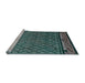 Sideview of Machine Washable Abstract Cadet Blue Green Rug, wshabs4840