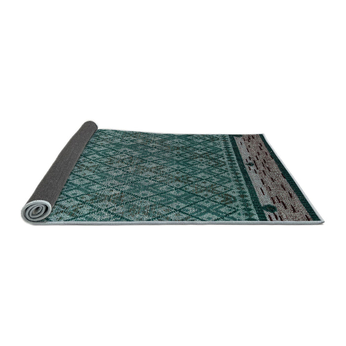 Sideview of Abstract Cadet Blue Green Modern Rug, abs4840