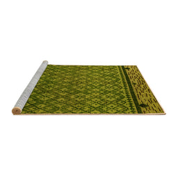Sideview of Machine Washable Abstract Yellow Modern Rug, wshabs4840yw