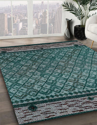 Abstract Cadet Blue Green Modern Rug, abs4840