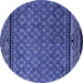 Round Machine Washable Abstract Blue Modern Rug, wshabs4840blu