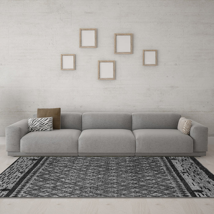 Machine Washable Abstract Gray Modern Rug in a Living Room,, wshabs4840gry