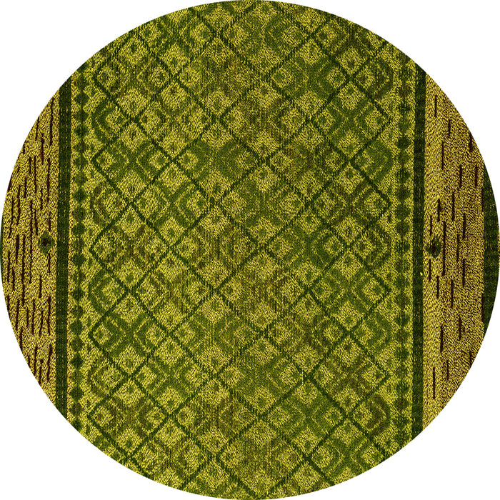 Round Abstract Yellow Modern Rug, abs4840yw