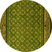 Round Abstract Yellow Modern Rug, abs4840yw