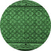 Round Machine Washable Abstract Emerald Green Modern Area Rugs, wshabs4840emgrn