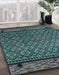 Abstract Cadet Blue Green Modern Rug in Family Room, abs4840