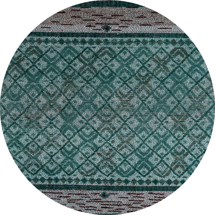 Round Abstract Cadet Blue Green Modern Rug, abs4840