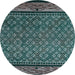 Round Abstract Cadet Blue Green Modern Rug, abs4840