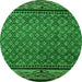 Round Machine Washable Abstract Green Modern Area Rugs, wshabs4840grn