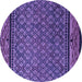 Round Machine Washable Abstract Purple Modern Area Rugs, wshabs4840pur