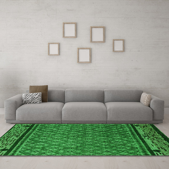 Machine Washable Abstract Green Modern Area Rugs in a Living Room,, wshabs4840grn