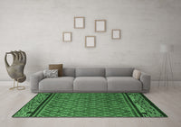 Machine Washable Abstract Emerald Green Modern Rug, wshabs4840emgrn