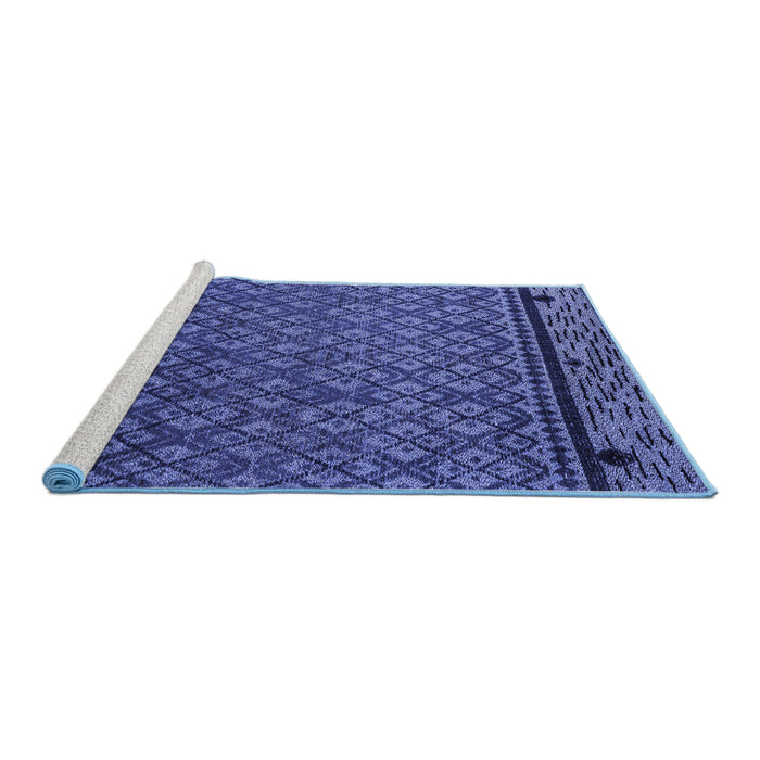 Sideview of Machine Washable Abstract Blue Modern Rug, wshabs4840blu