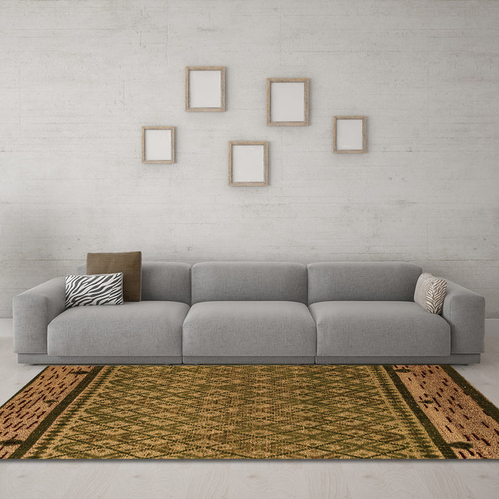 Machine Washable Abstract Orange Modern Area Rugs in a Living Room, wshabs4840org