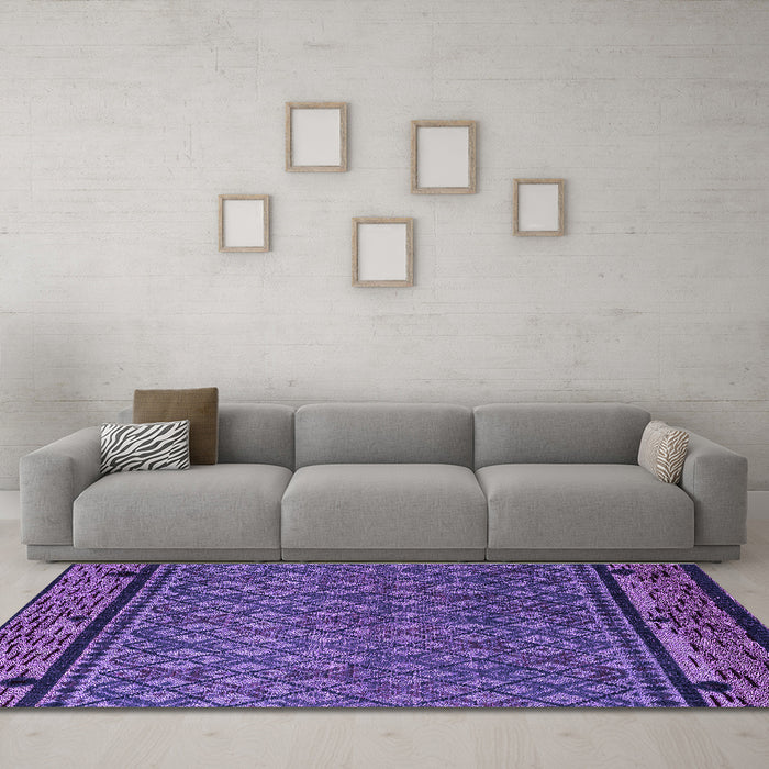 Machine Washable Abstract Purple Modern Area Rugs in a Living Room, wshabs4840pur