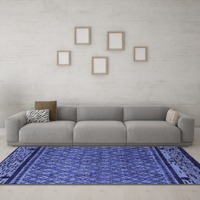Machine Washable Abstract Blue Modern Rug in a Living Room, wshabs4840blu