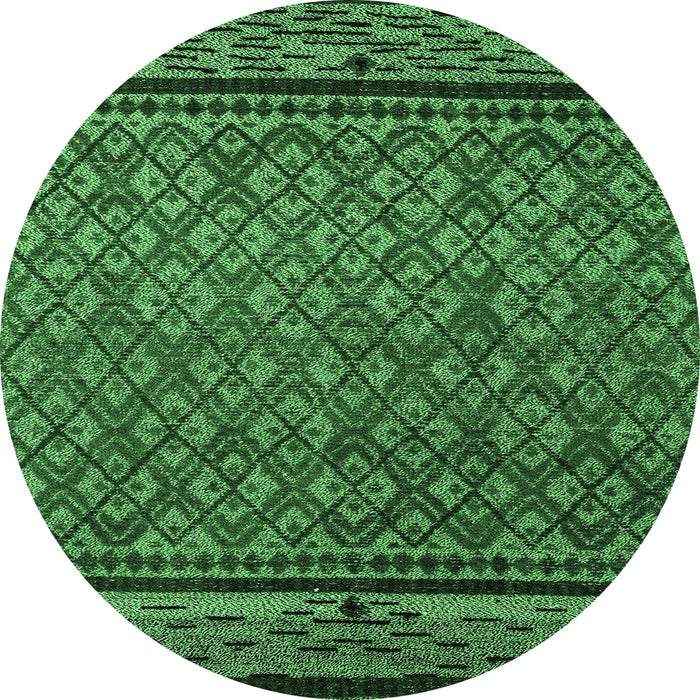 Round Abstract Emerald Green Modern Rug, abs4840emgrn