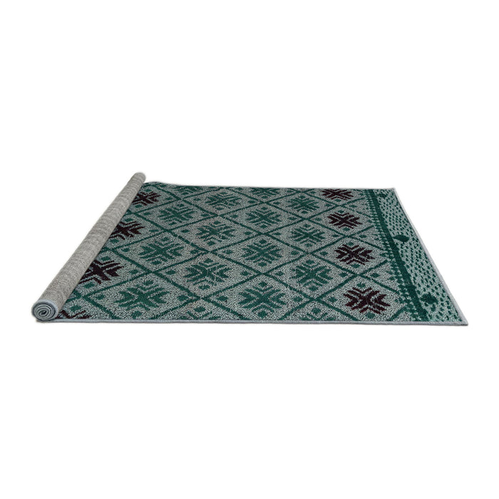 Sideview of Machine Washable Abstract Deep Teal Green Rug, wshabs4841