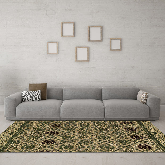 Machine Washable Abstract Brown Modern Rug in a Living Room,, wshabs4841brn