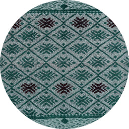 Round Abstract Deep Teal Green Modern Rug, abs4841