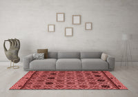 Machine Washable Abstract Red Modern Rug, wshabs4841red