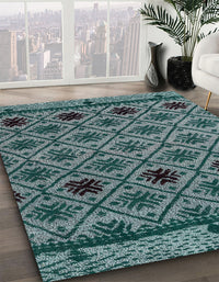 Abstract Deep Teal Green Modern Rug, abs4841