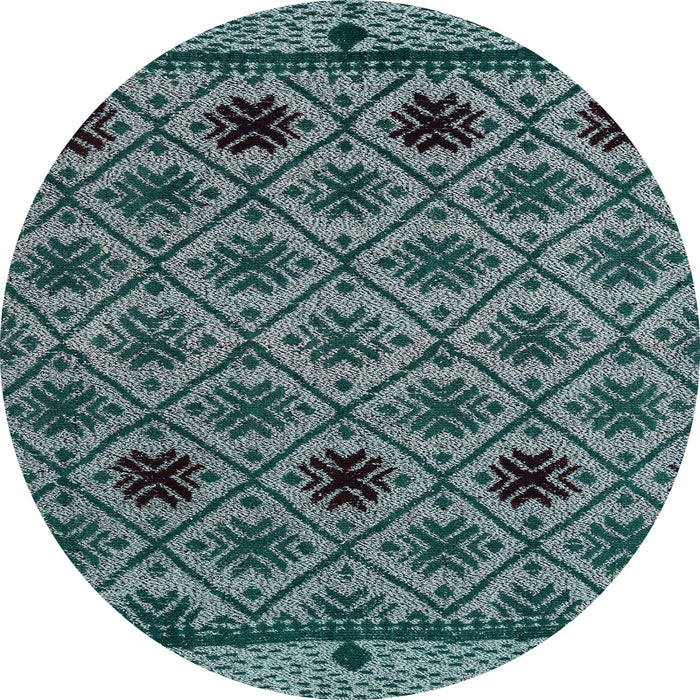 Round Machine Washable Abstract Deep Teal Green Rug, wshabs4841