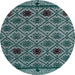 Round Machine Washable Abstract Deep Teal Green Rug, wshabs4841