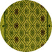 Round Abstract Yellow Modern Rug, abs4841yw