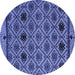 Round Machine Washable Abstract Blue Modern Rug, wshabs4841blu