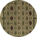 Round Abstract Brown Modern Rug, abs4841brn