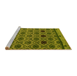 Sideview of Machine Washable Abstract Yellow Modern Rug, wshabs4841yw