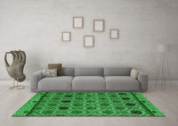 Machine Washable Abstract Green Modern Rug, wshabs4841grn