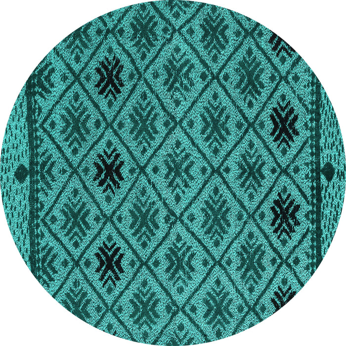 Round Abstract Turquoise Modern Rug, abs4841turq