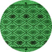 Round Machine Washable Abstract Green Modern Area Rugs, wshabs4841grn