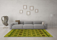 Machine Washable Abstract Yellow Modern Rug, wshabs4841yw