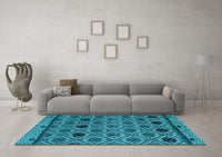 Machine Washable Abstract Light Blue Modern Rug, wshabs4841lblu