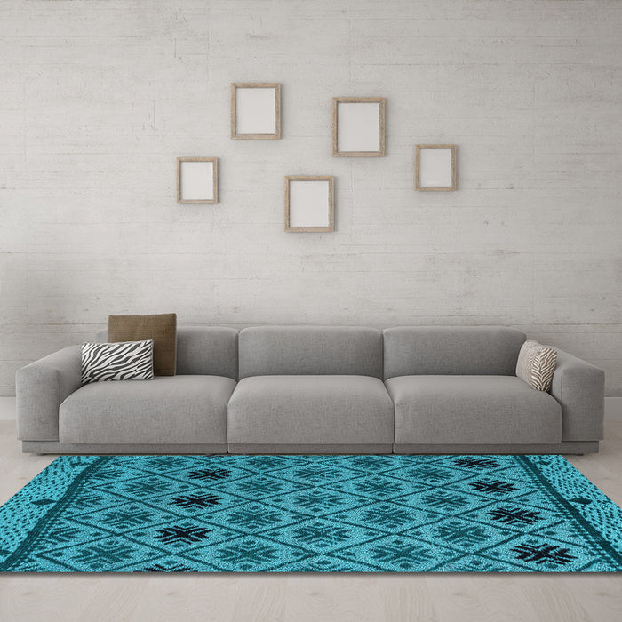 Machine Washable Abstract Light Blue Modern Rug in a Living Room, wshabs4841lblu