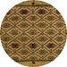 Round Machine Washable Abstract Orange Modern Area Rugs, wshabs4841org