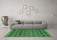 Machine Washable Abstract Emerald Green Modern Rug, wshabs4841emgrn