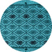 Round Abstract Light Blue Modern Rug, abs4841lblu