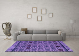 Machine Washable Abstract Purple Modern Area Rugs in a Living Room, wshabs4841pur