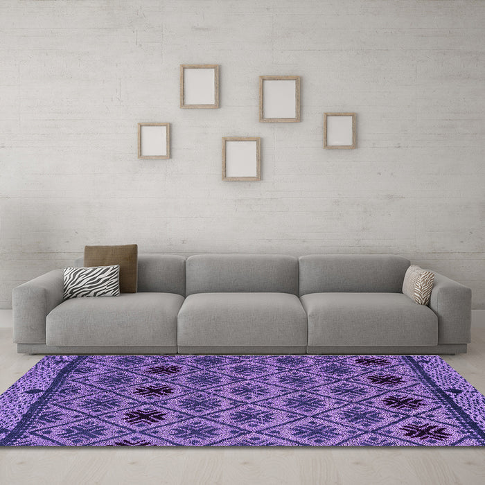 Machine Washable Abstract Purple Modern Area Rugs in a Living Room, wshabs4841pur